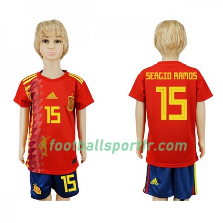 Tenue Espagne Sergio Ramos 15 Enfant Domicile Coupe du monde 2018 Maillot de Foot